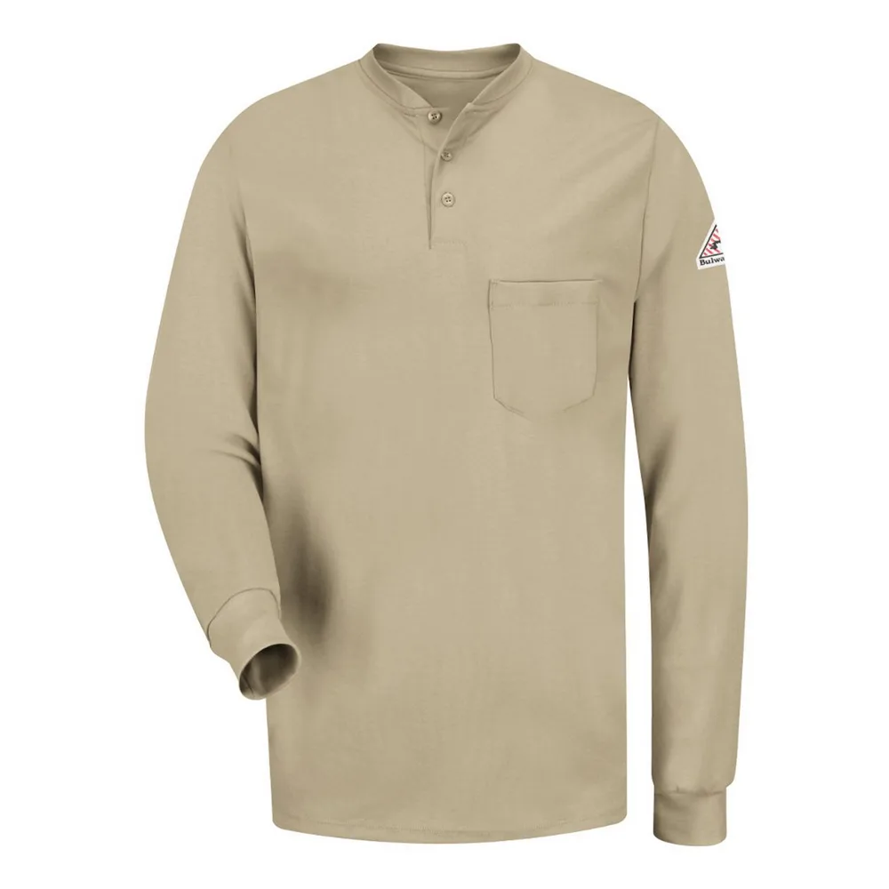 Bulwark Long Sleeve Tagless Henley Shirt - Tall Sizes SEL2T